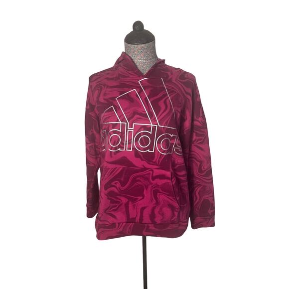 Adidas Big Girl Power Berry Pink and Grey Hoodie Size Girl XL 16 - Picture 1 of 4